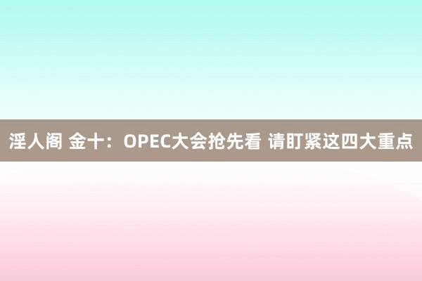 淫人阁 金十：OPEC大会抢先看 请盯紧这四大重点