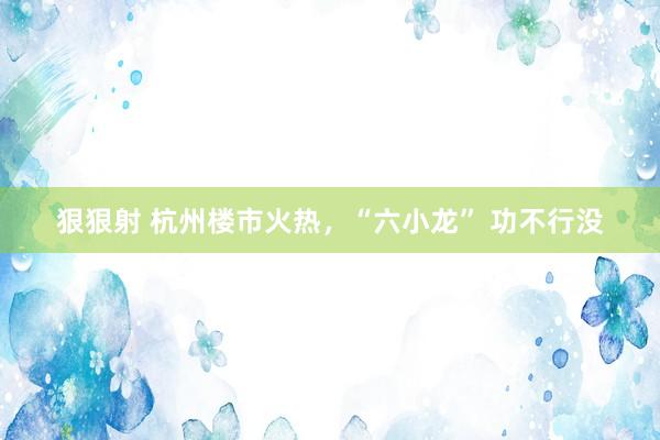 狠狠射 杭州楼市火热，“六小龙” 功不行没
