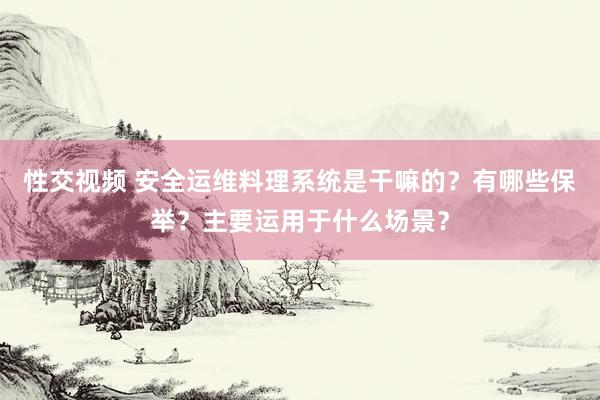 性交视频 安全运维料理系统是干嘛的？有哪些保举？主要运用于什么场景？