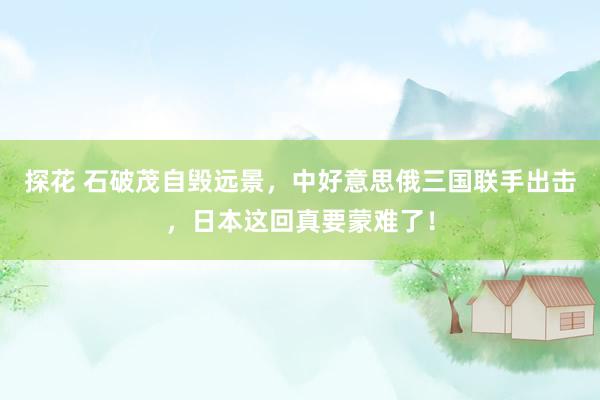 探花 石破茂自毁远景，中好意思俄三国联手出击，日本这回真要蒙难了！