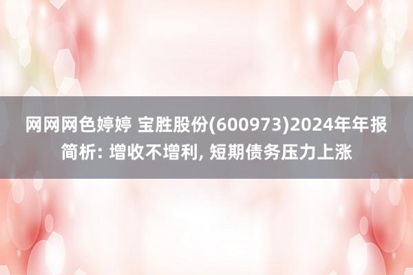 网网网色婷婷 宝胜股份(600973)2024年年报简析: 增收不增利, 短期债务压力上涨