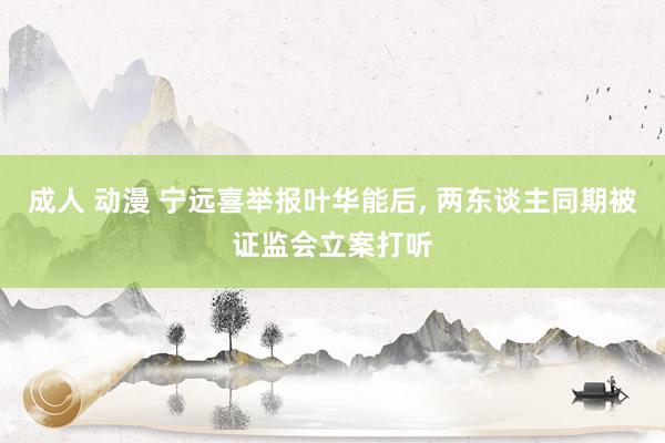 成人 动漫 宁远喜举报叶华能后, 两东谈主同期被证监会立案打听