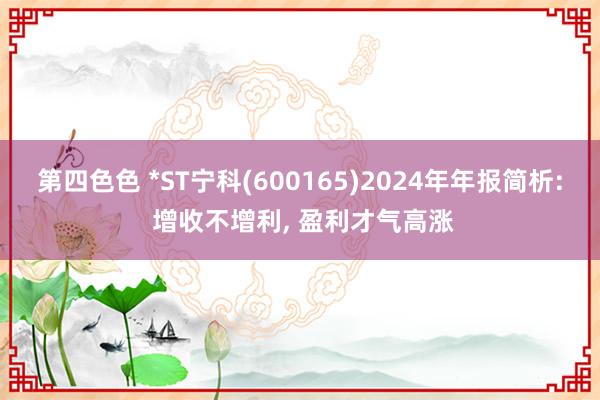 第四色色 *ST宁科(600165)2024年年报简析: 增收不增利, 盈利才气高涨
