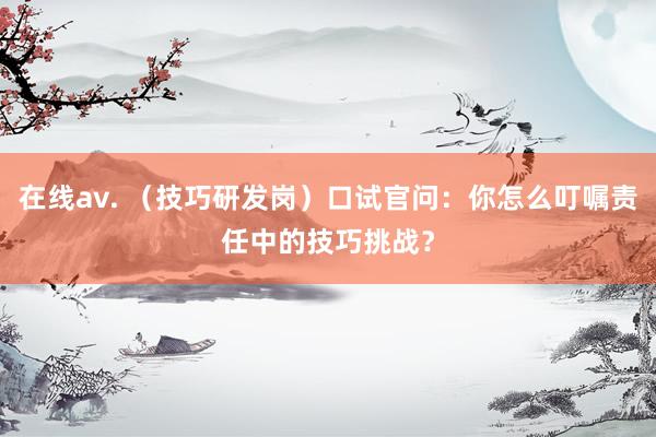 在线av. （技巧研发岗）口试官问：你怎么叮嘱责任中的技巧挑战？