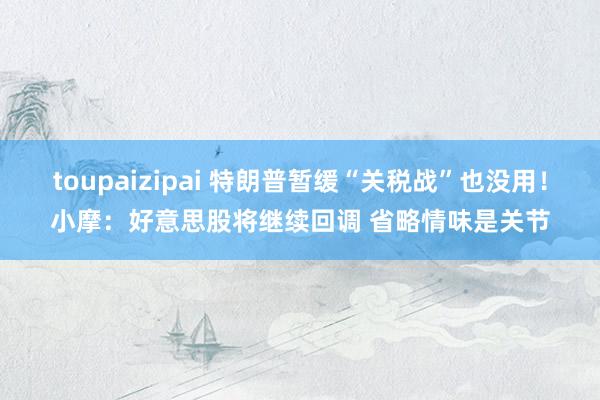 toupaizipai 特朗普暂缓“关税战”也没用！小摩：好意思股将继续回调 省略情味是关节